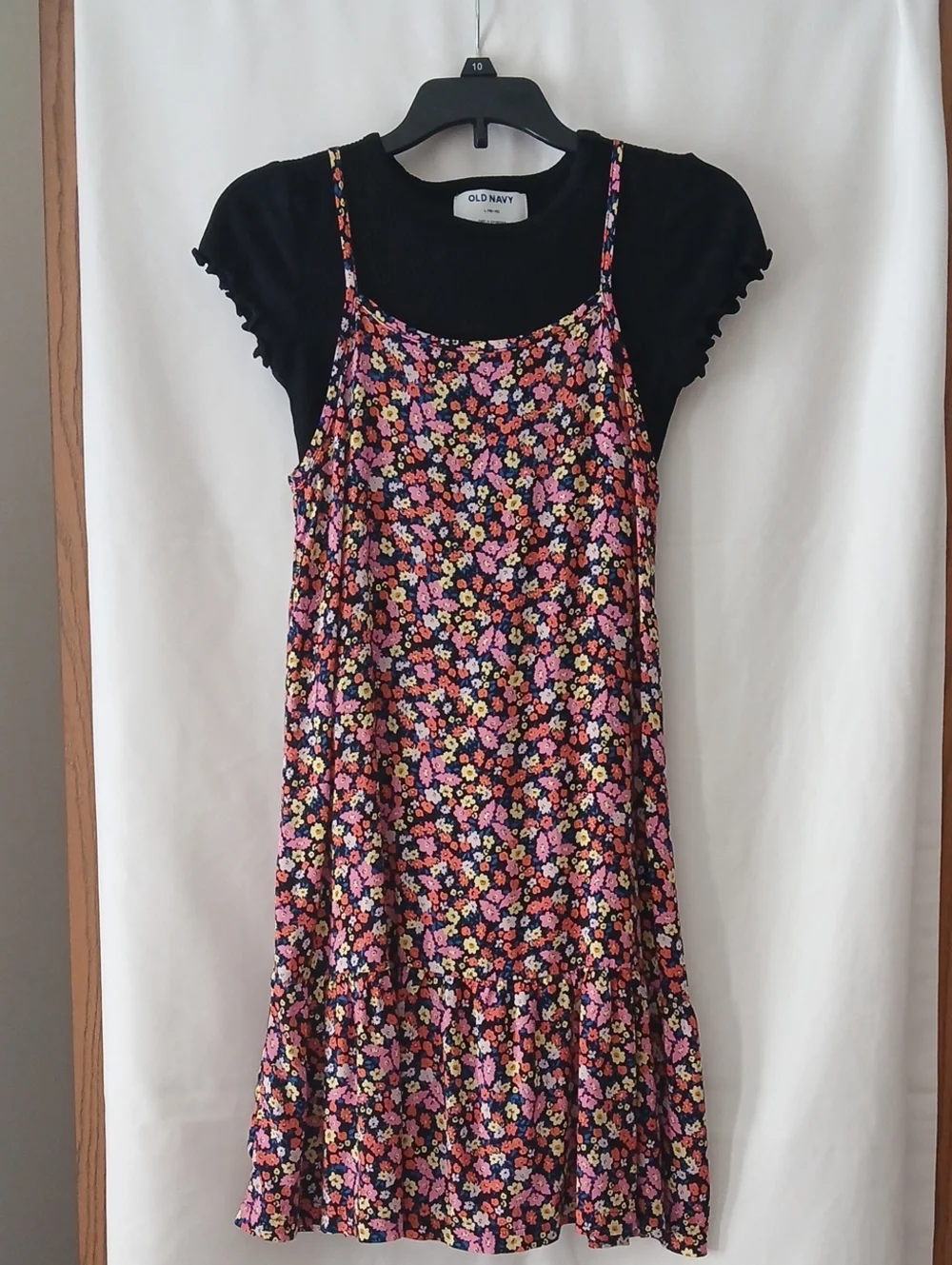 Girl's Old Navy Black Floral Slip Dress with Pink & Yellow Flowers... Size10/12
